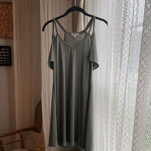 Socialite V-Neck Dress in Olive Green